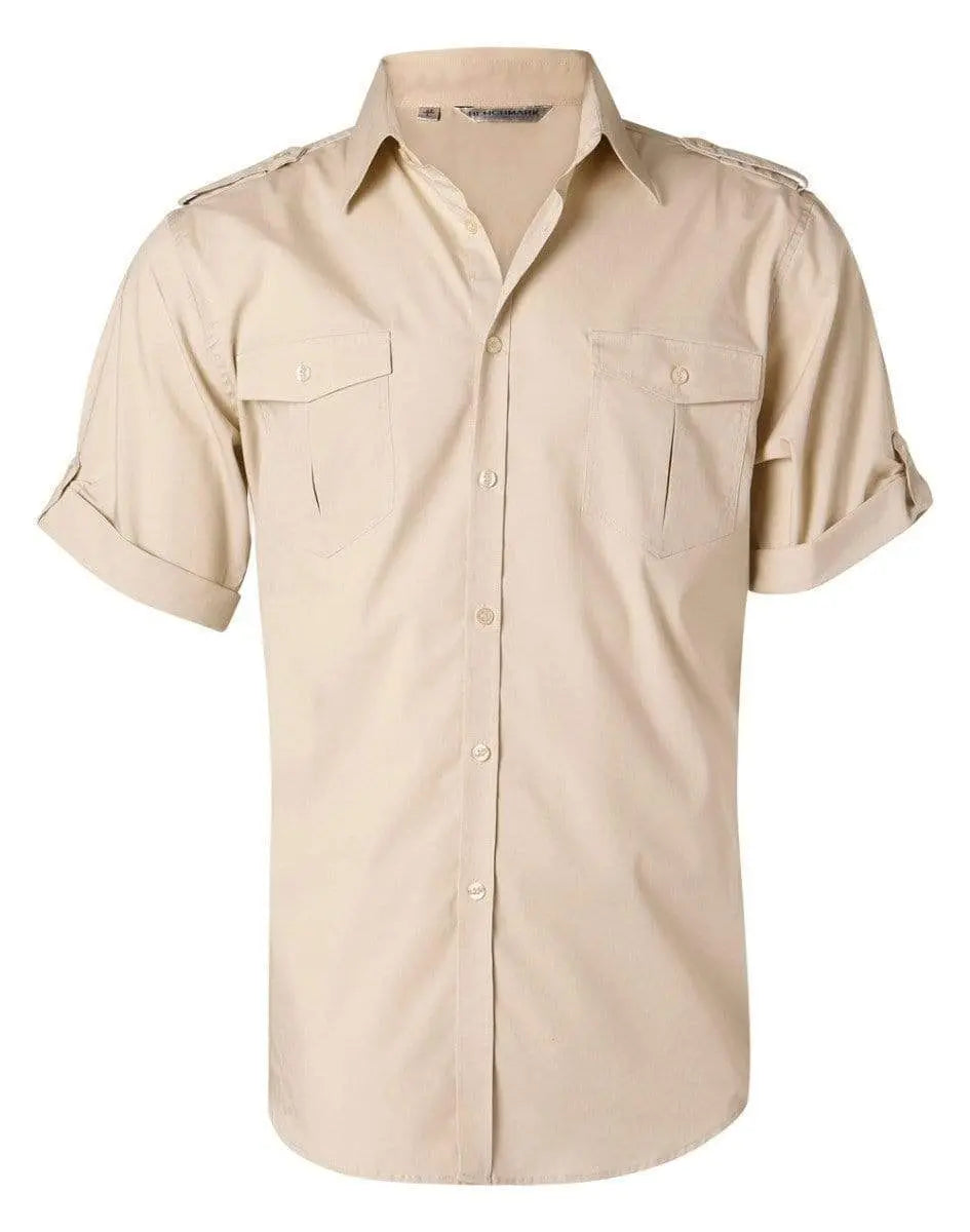 BENCHMARK Men's Short Sleeve Military Shirt M7911 Corporate Wear Benchmark Sand S